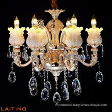 2016 contemporary gold 6 zinc arms acrylic crystal candle chandelier 88645